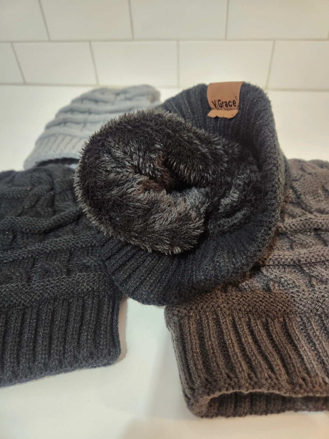 Kids Knit Beanies - Grey, Black, Brown - photo 2
