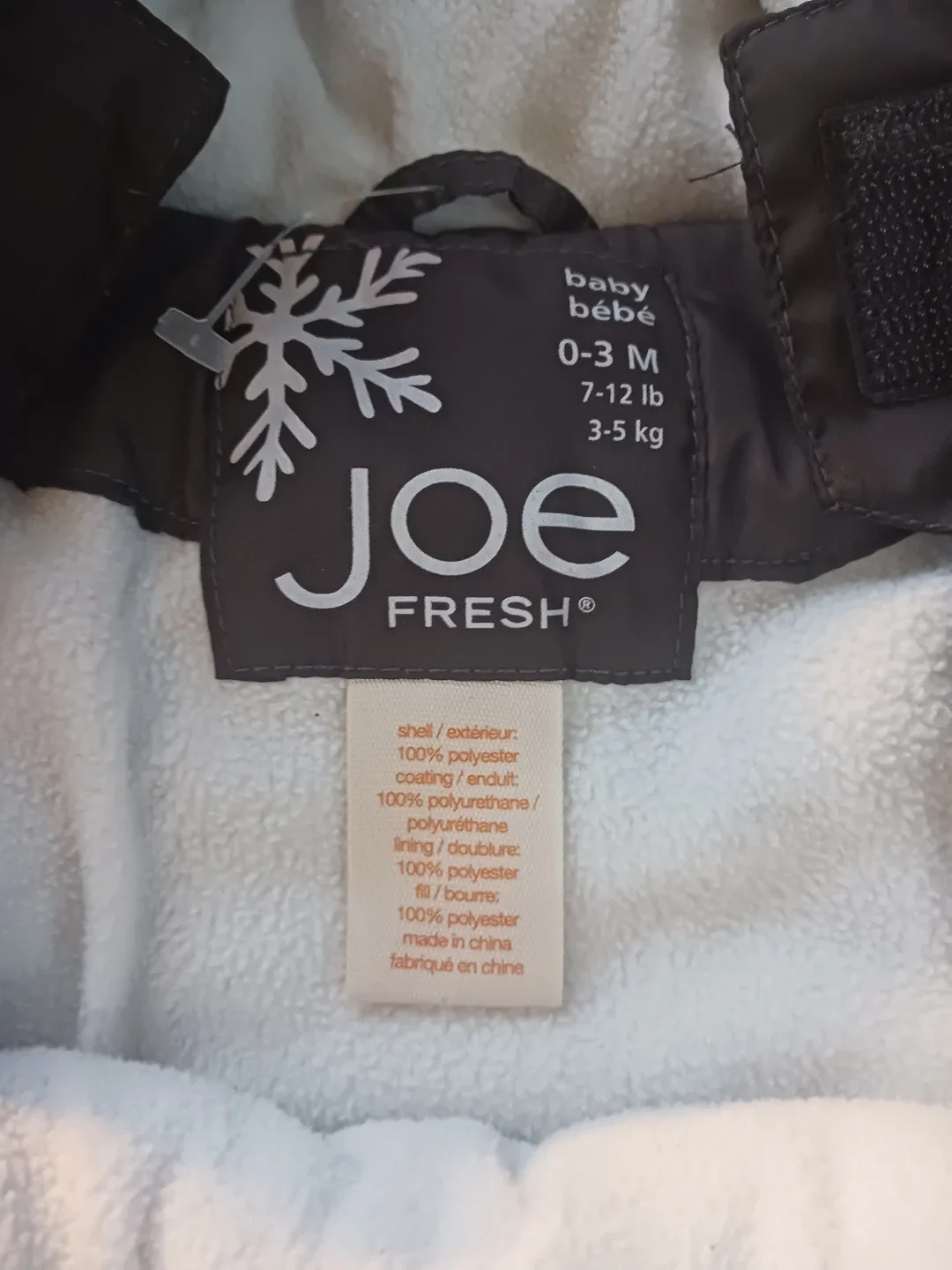 Joe Fresh Baby Snowsuit 0-3M image indicator(2)