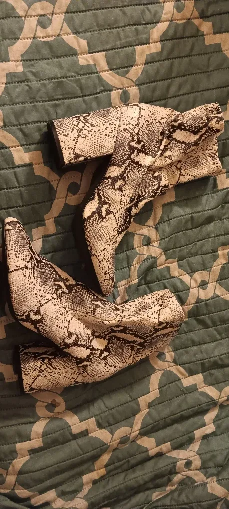 Snakeskin Print Ankle Boots
