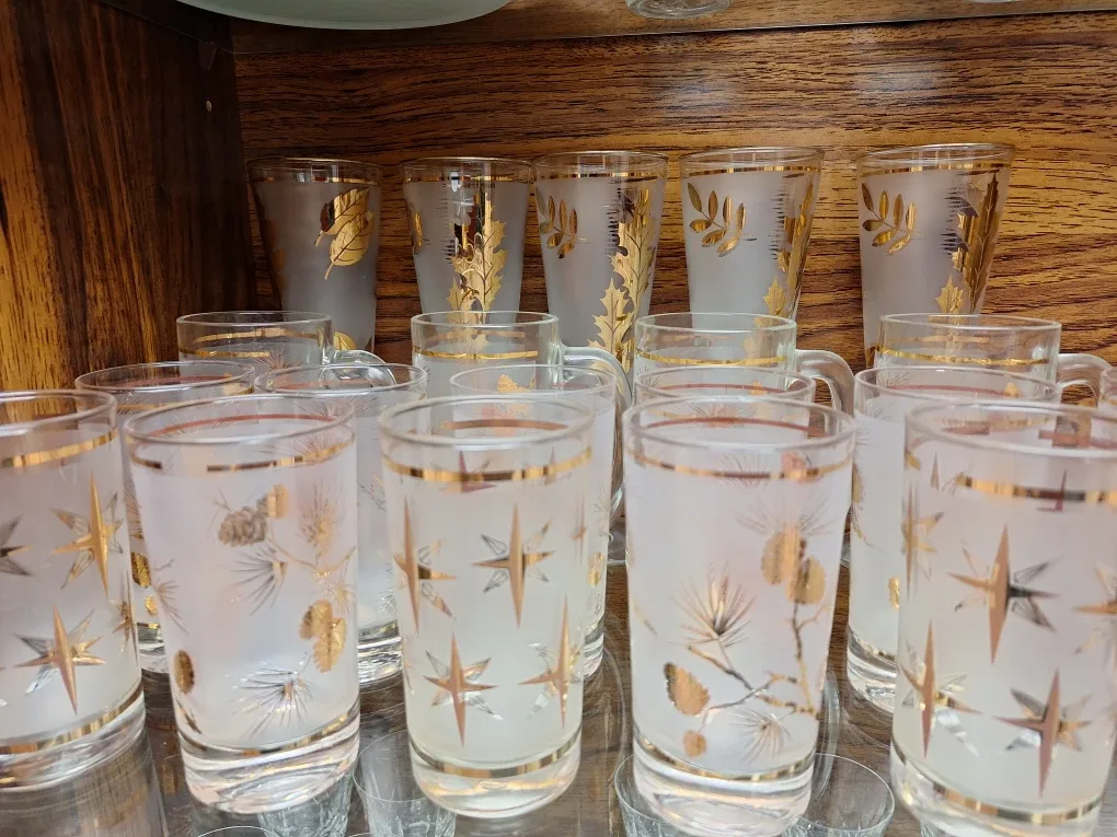 Vintage Frosted Glass Mugs and Shot Glasses