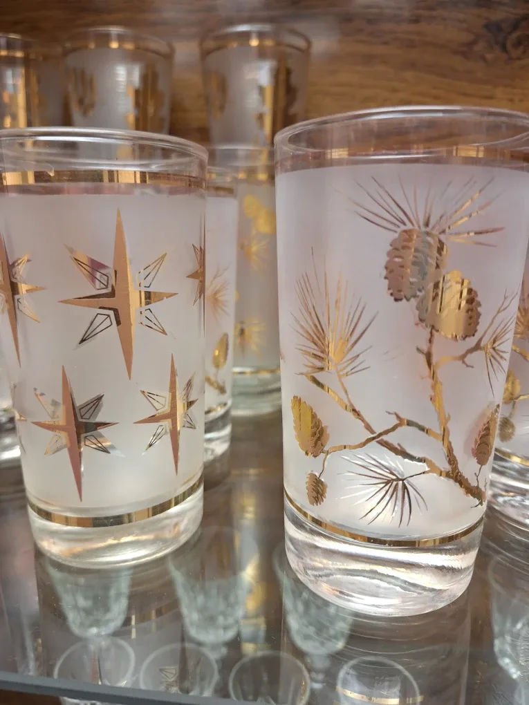 Vintage Frosted Glass Mugs and Shot Glasses image indicator(3)