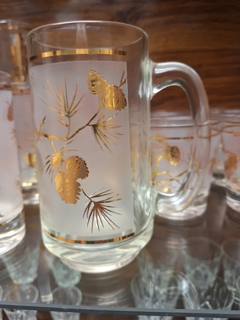 Vintage Frosted Glass Mugs and Shot Glasses image indicator(4)