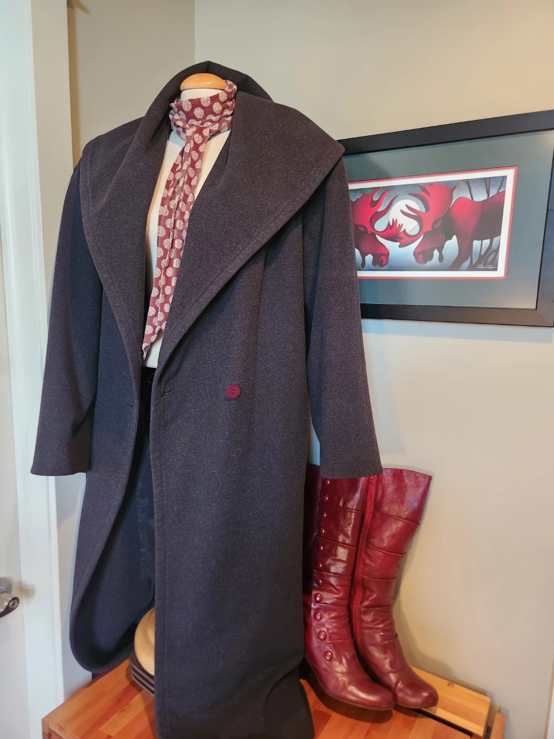 NEW Grey Cowell collar Coat VERY LONG size large - photo 4