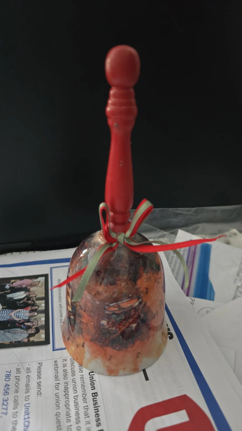 Vintage Decorative Hand Bell with Red Handle - photo 3