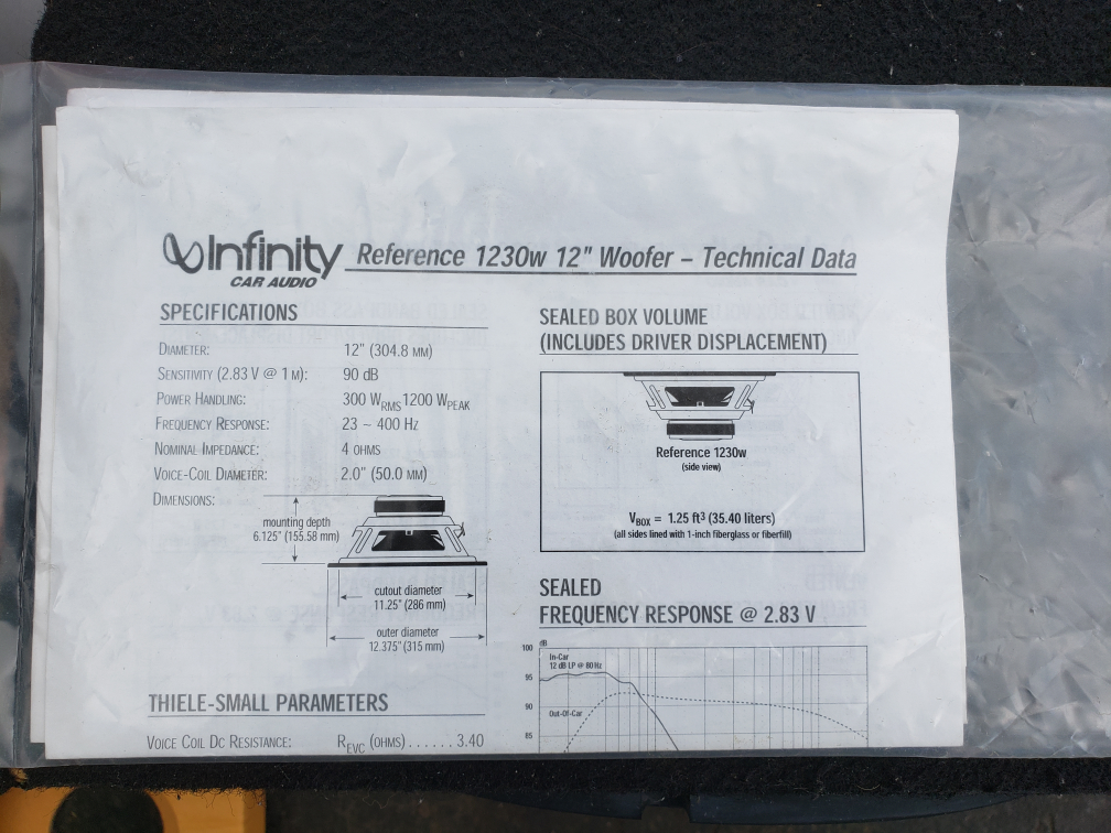 Infinity Reference Sub + Sony GTR Series Amp - Clean Bass Setup - photo 4