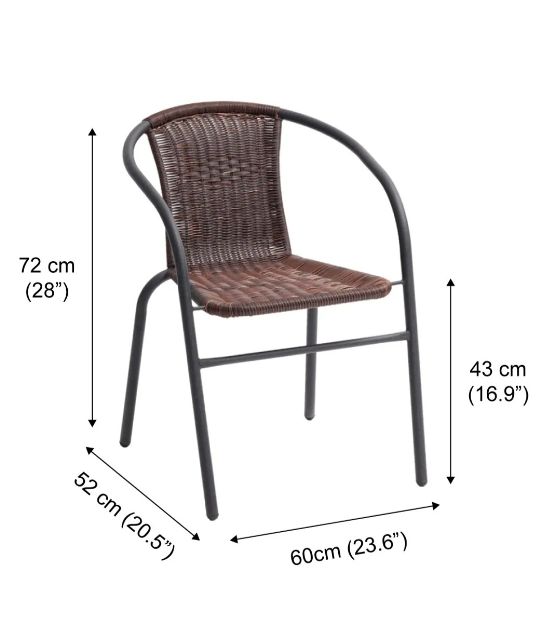 Wicker Outdoor Patio Dining Set (3 items) - Brown - photo 4
