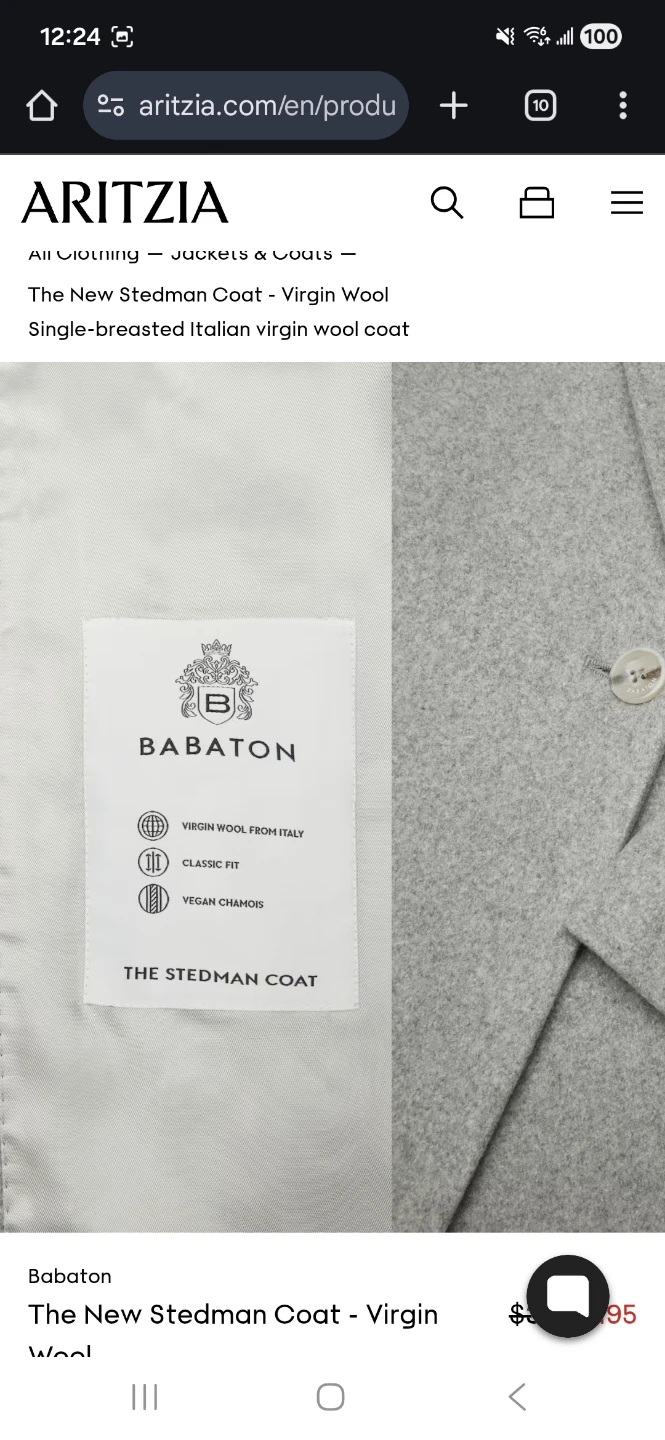Babaton Stedman Coat - Virgin Wool - Size XL - photo 2