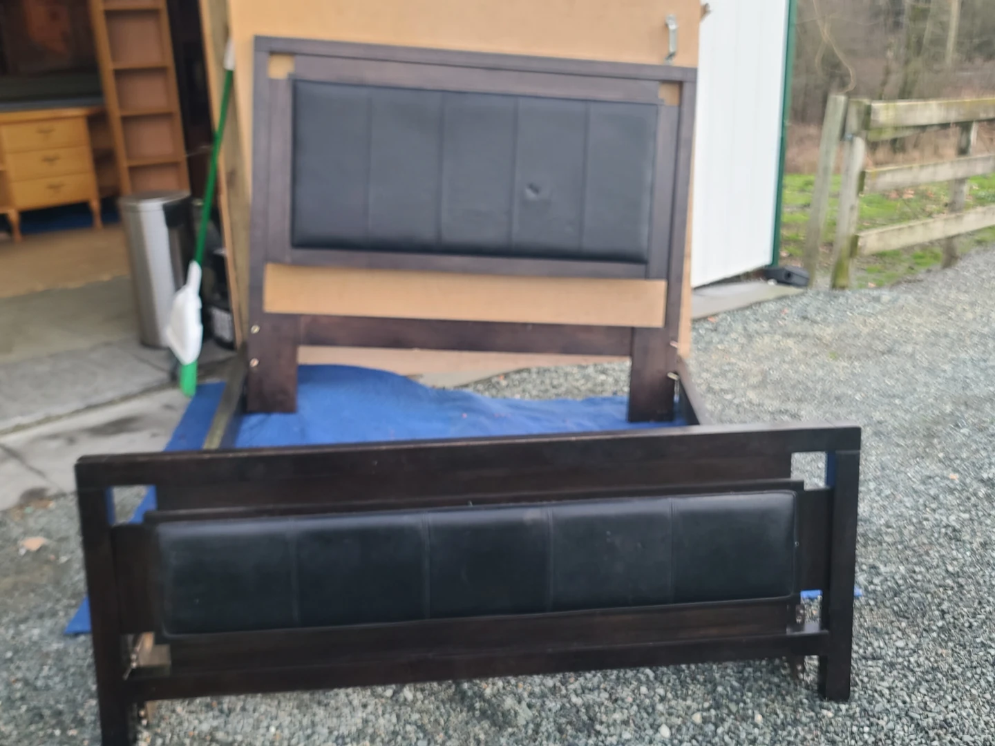 Upholstered Queensize  Bedframe- Dark Brown