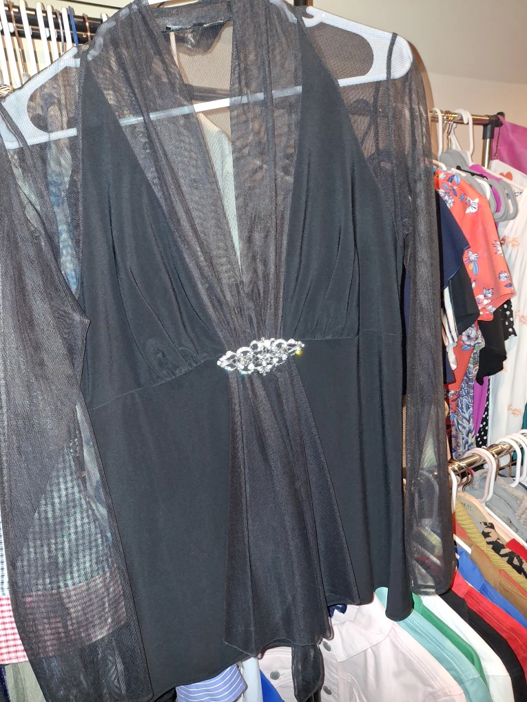 Black Dress with Sheer Sleeves - photo 3