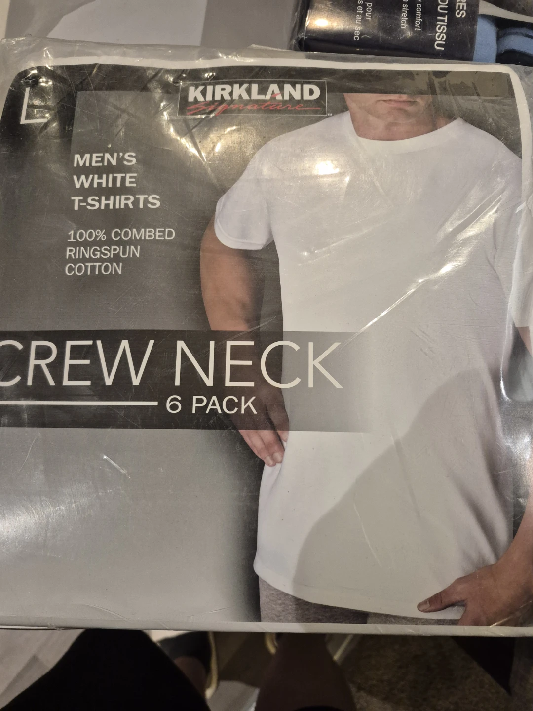 Kirkland Men's White Crew Neck T-Shirts - 6 Pack (L)