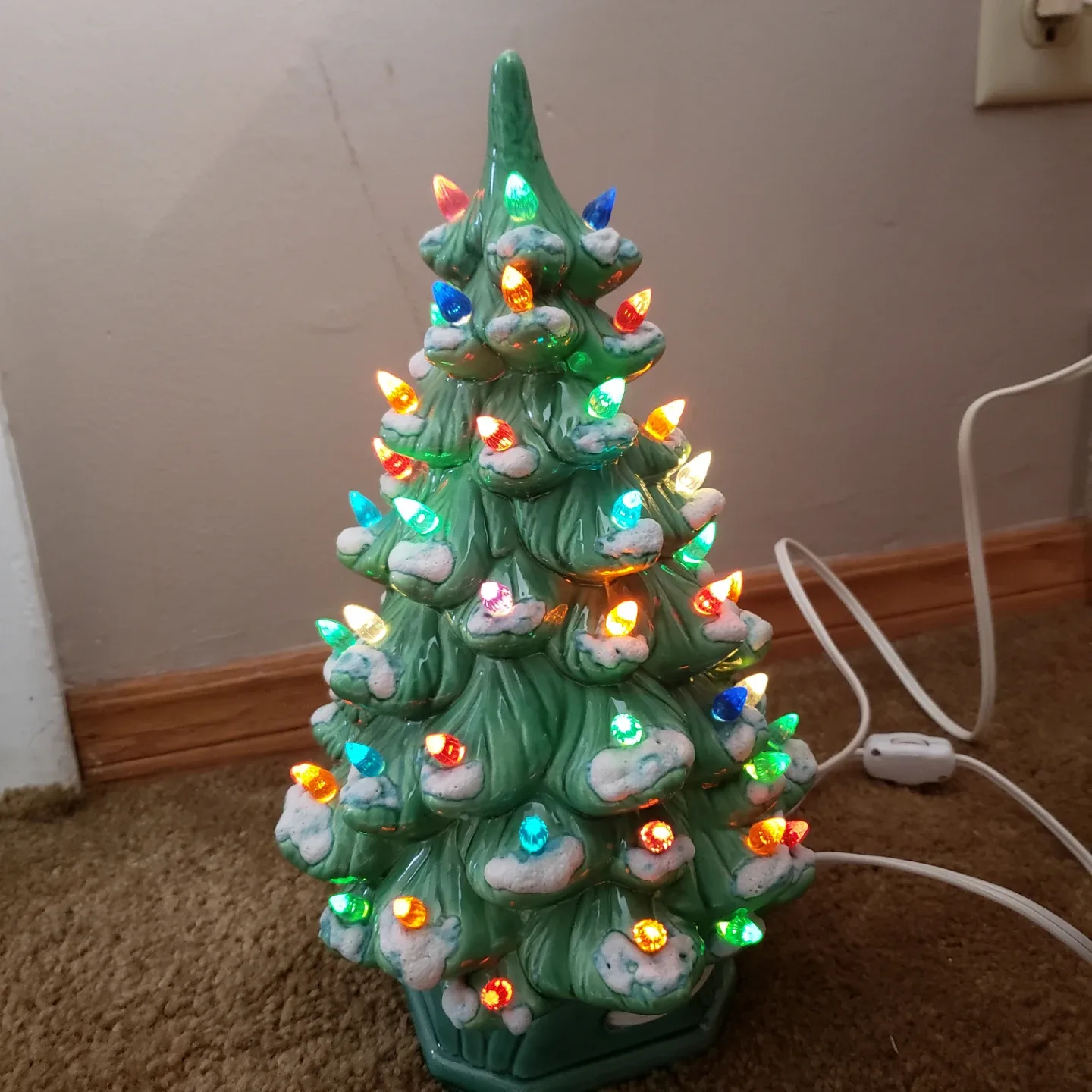 Ceramic Christmas Tree with Lights 12"