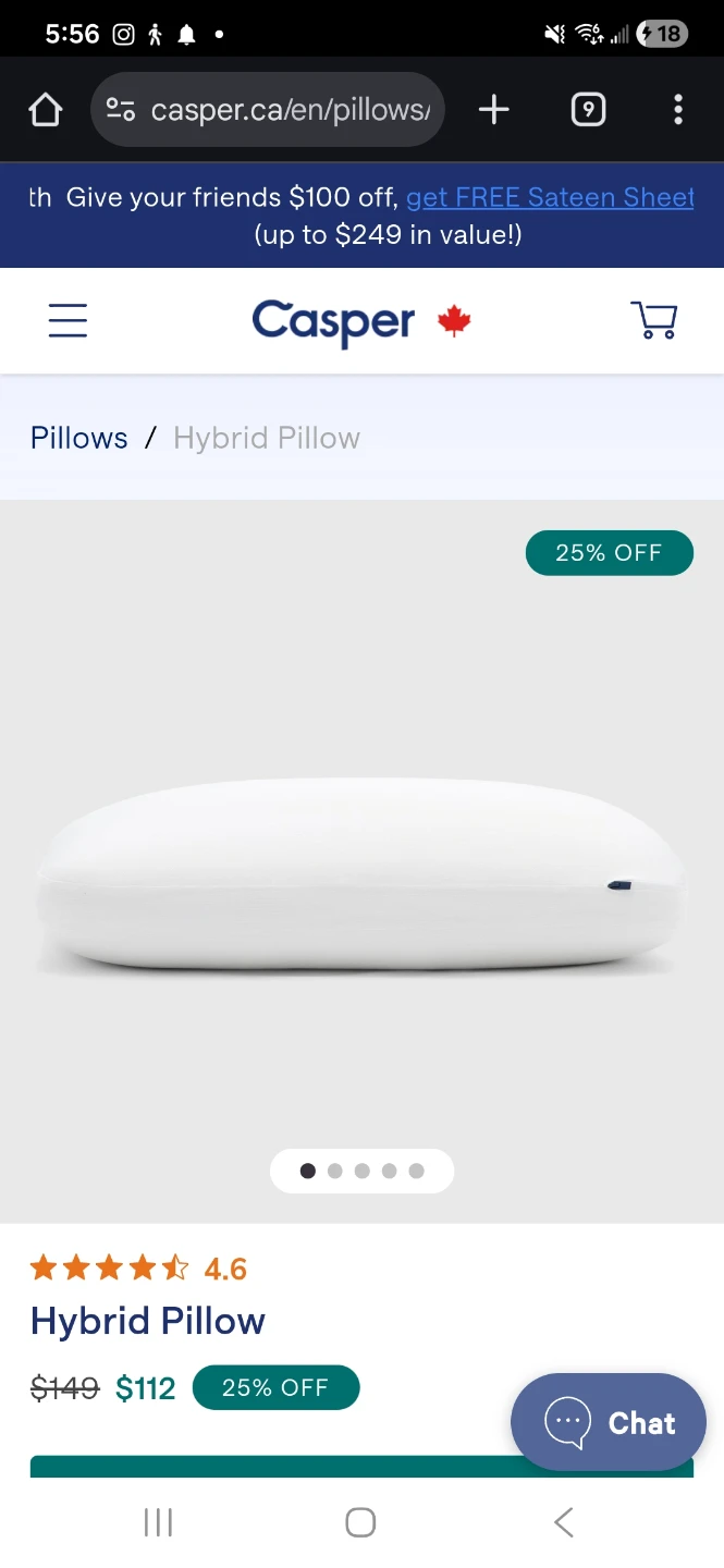 Casper Hybrid Pillow - Standard Size