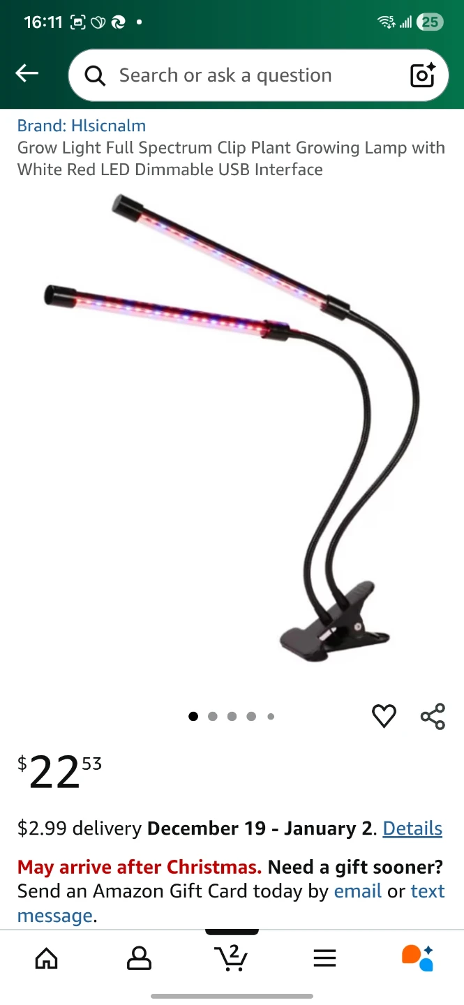 Full Spectrum Clip Plant Grow Light - photo 2