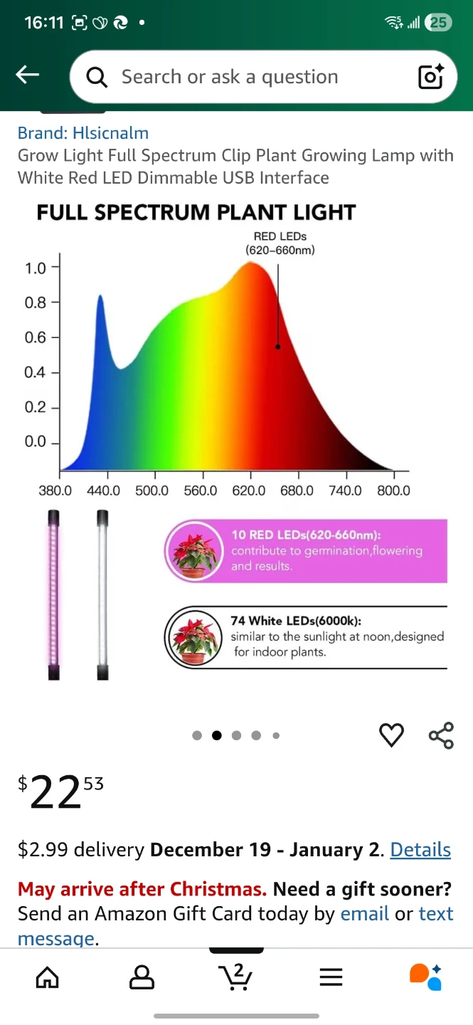 Full Spectrum Clip Plant Grow Light - photo 5