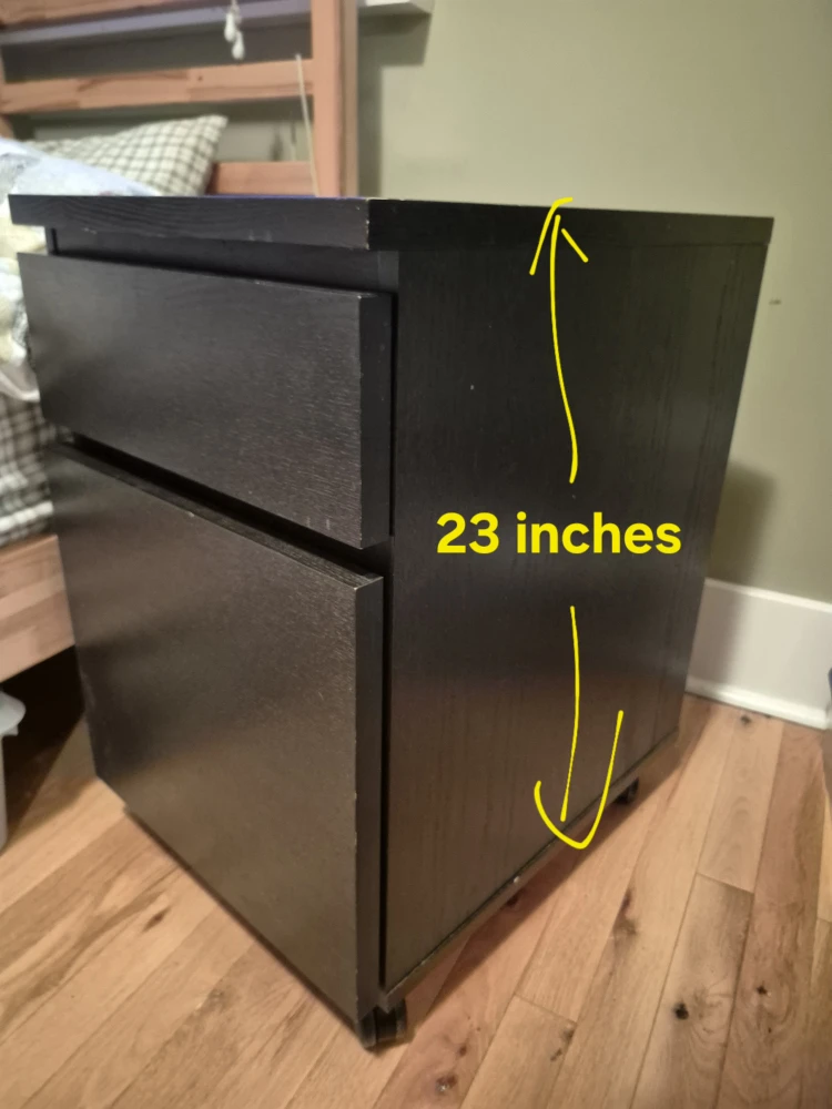 Black Rolling File Cabinet - 23" Height