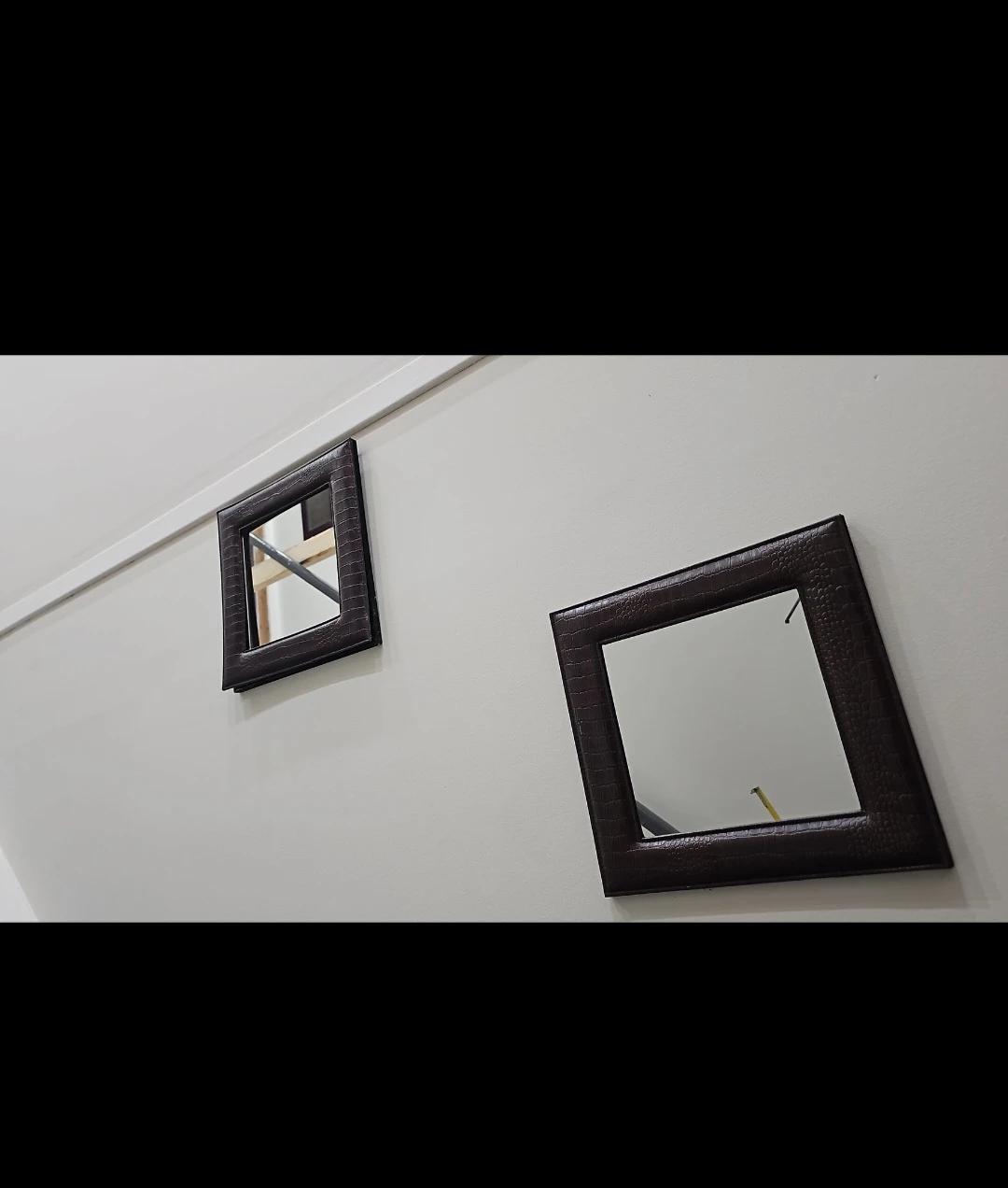 Brown Crocodile Print Framed Mirror, 12×12 inches