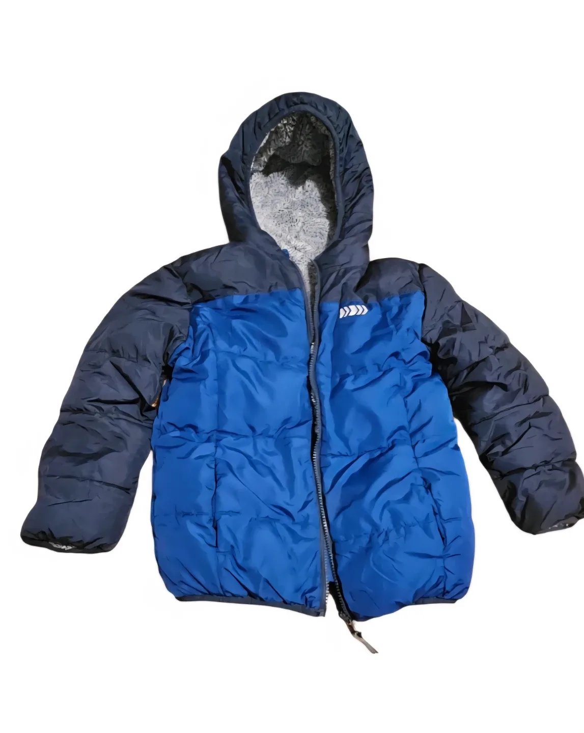 Boys' Reversible Blue Puffer Jacket with Hood