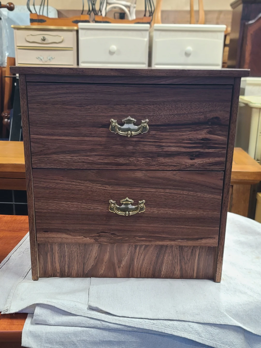 Wood Bedside Table with 2 Drawers