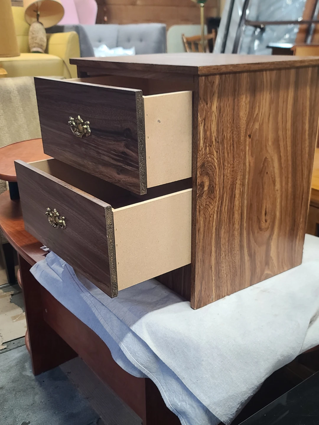 Wood Bedside Table with 2 Drawers - photo 3