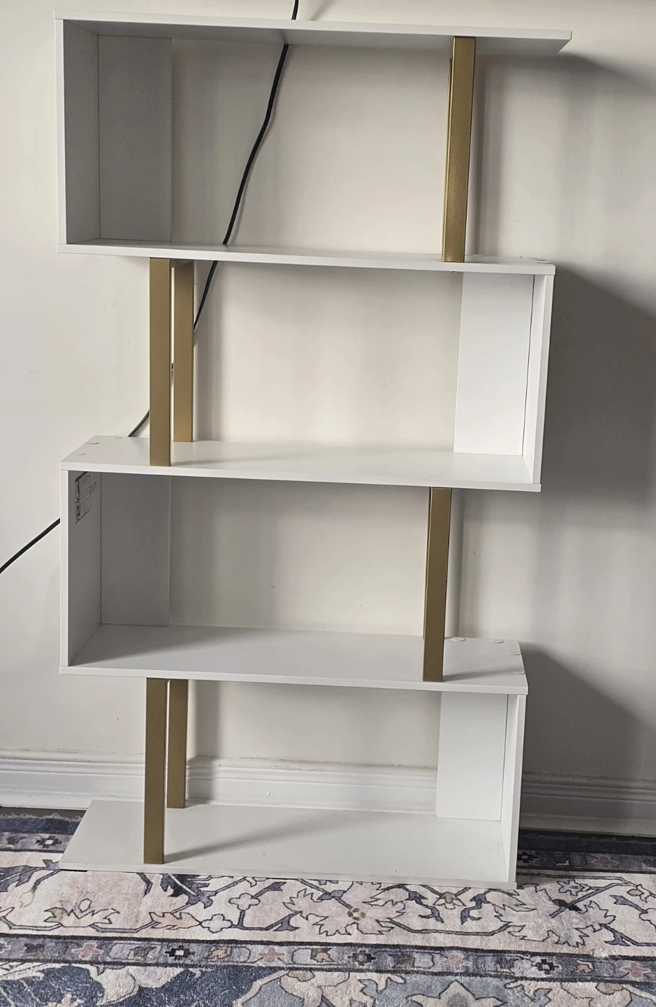 Yusong Geometric Bookshelf - White & Gold, 4-Tier - photo 2