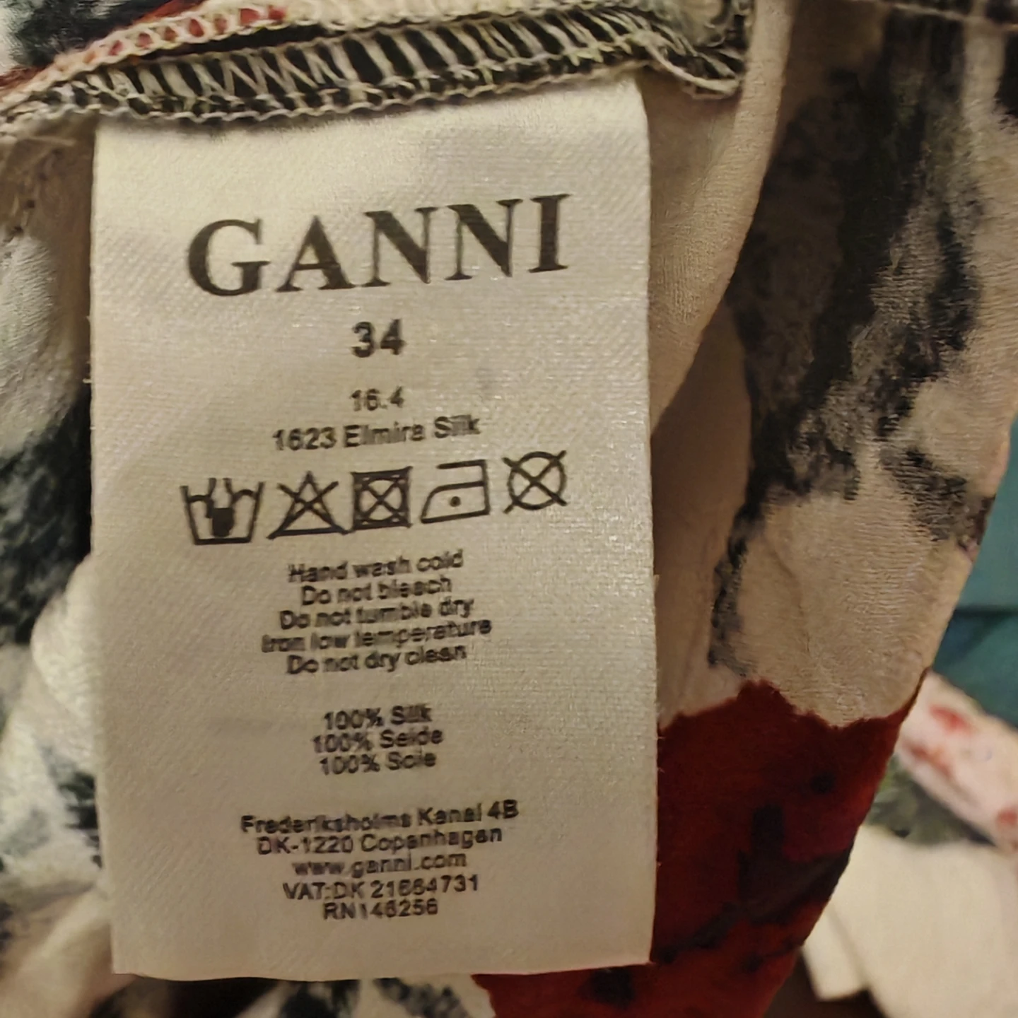 Ganni V-neck Rose Print Slip Silk Dress - photo 4
