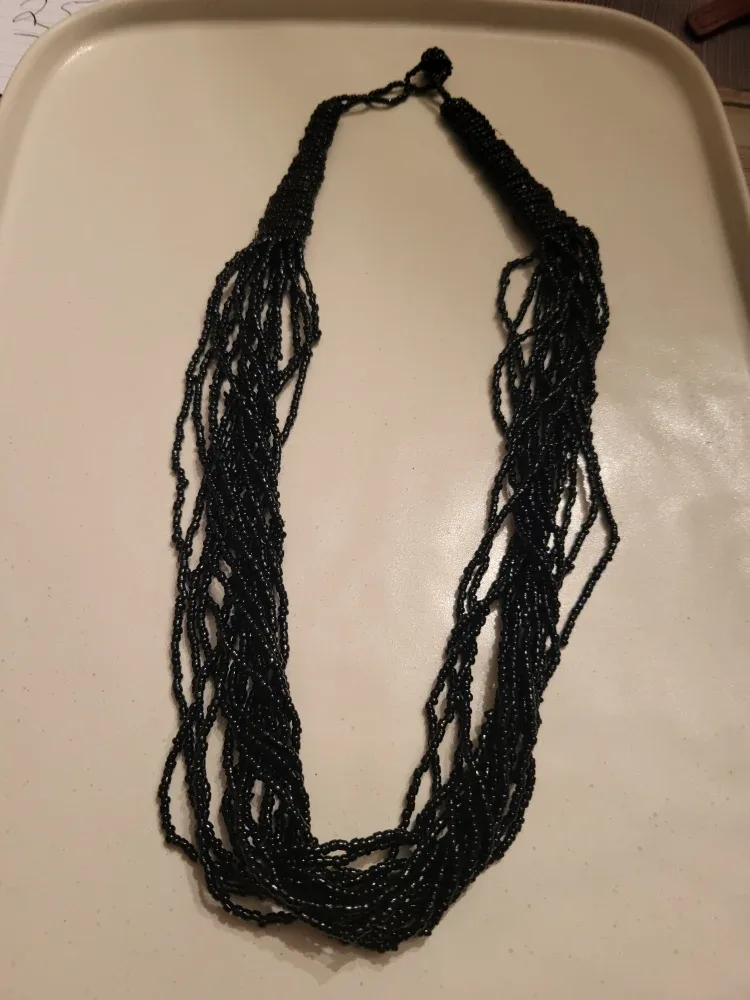 Black Multi Strand Beaded Necklace