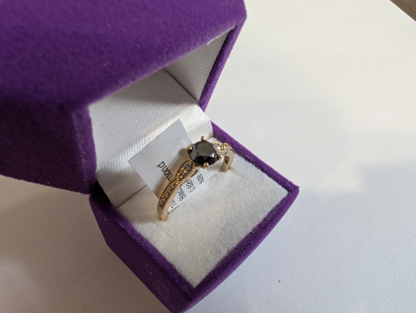 Brand New 10K Gold Black Diamond Ring For Sale