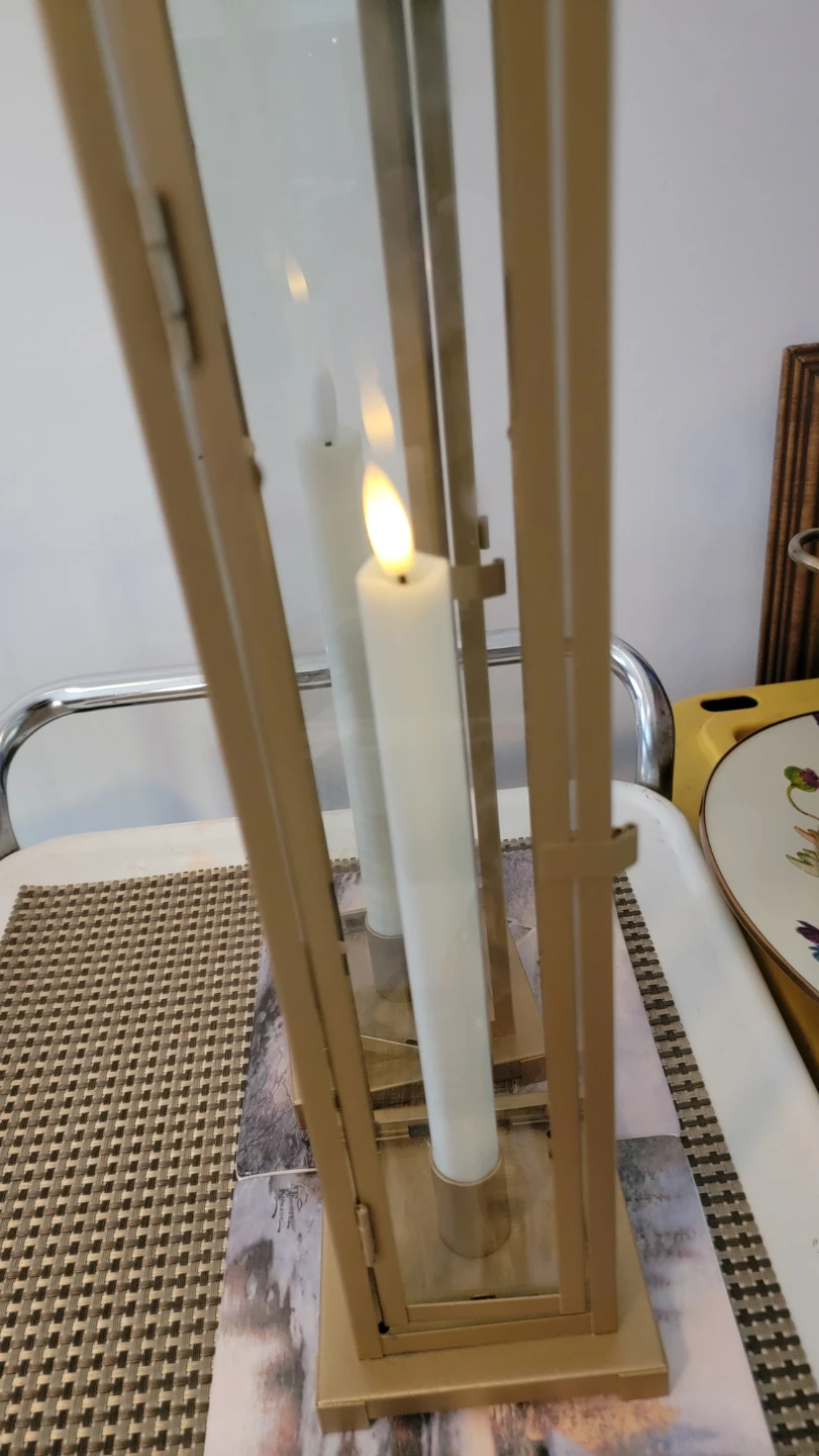 Gold Metal Lantern with LED Candle