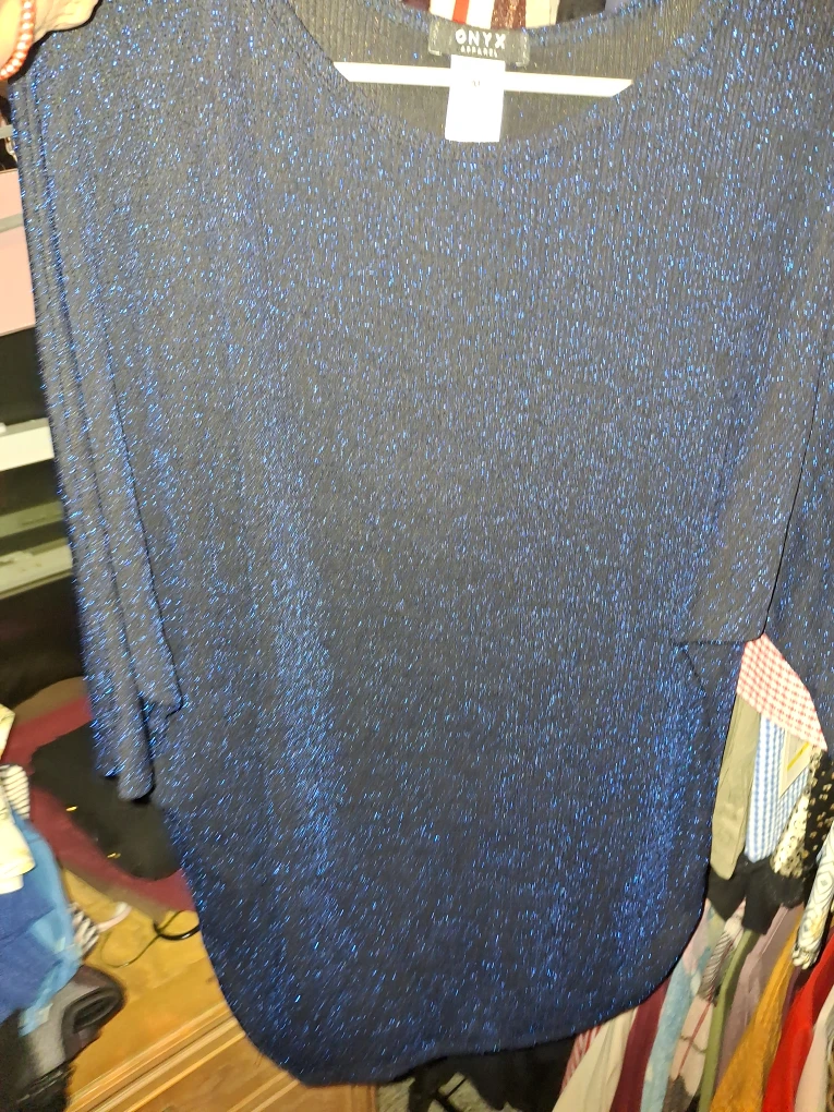 Onyx Apparel Blue Sparkle Top, Size M - photo 2