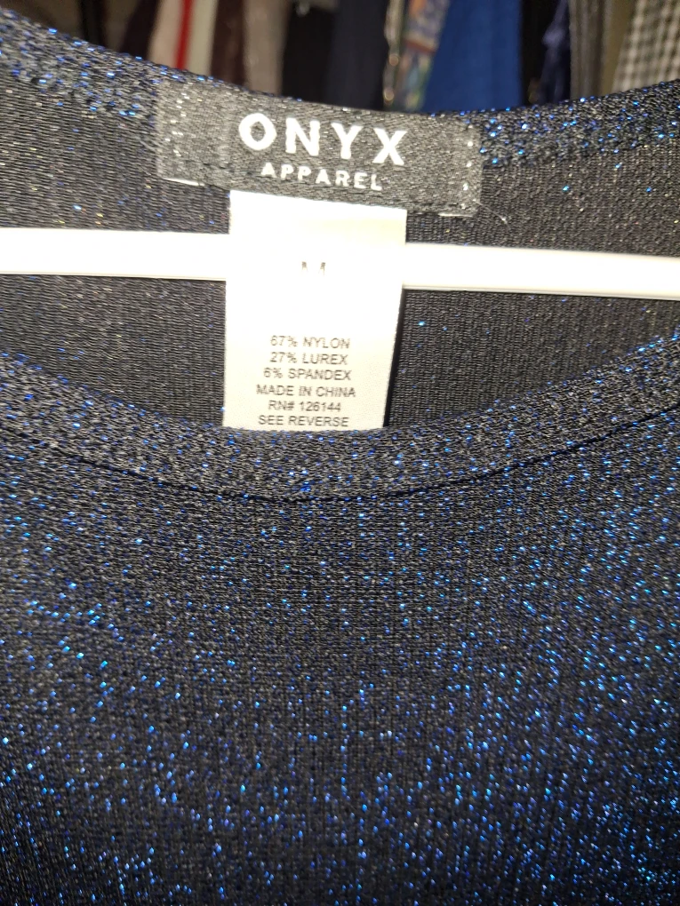 Onyx Apparel Blue Sparkle Top, Size M - photo 3