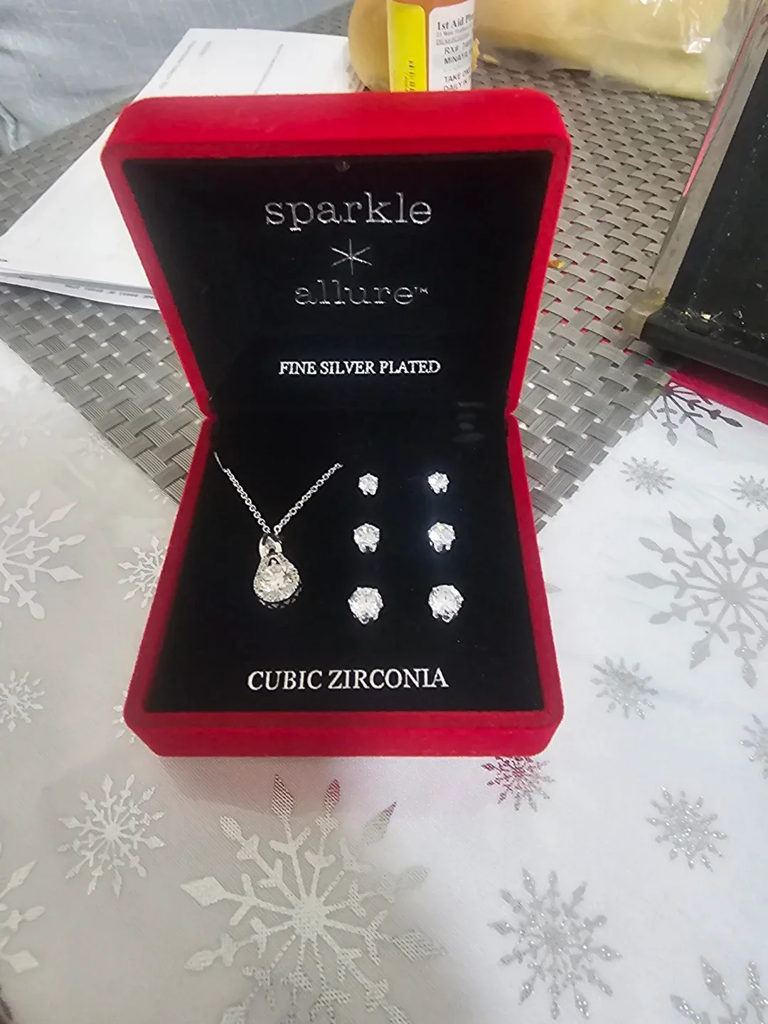 Sparkle Allure Fine Silver Plated Necklace & Earrings