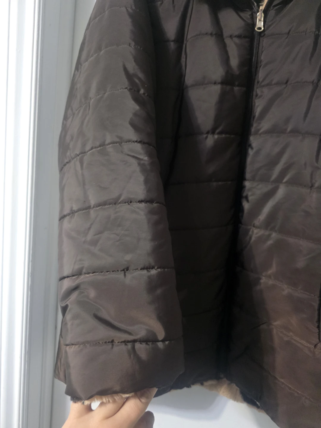 Brown Puffer Jacket with Leopard Print Lining - photo 4
