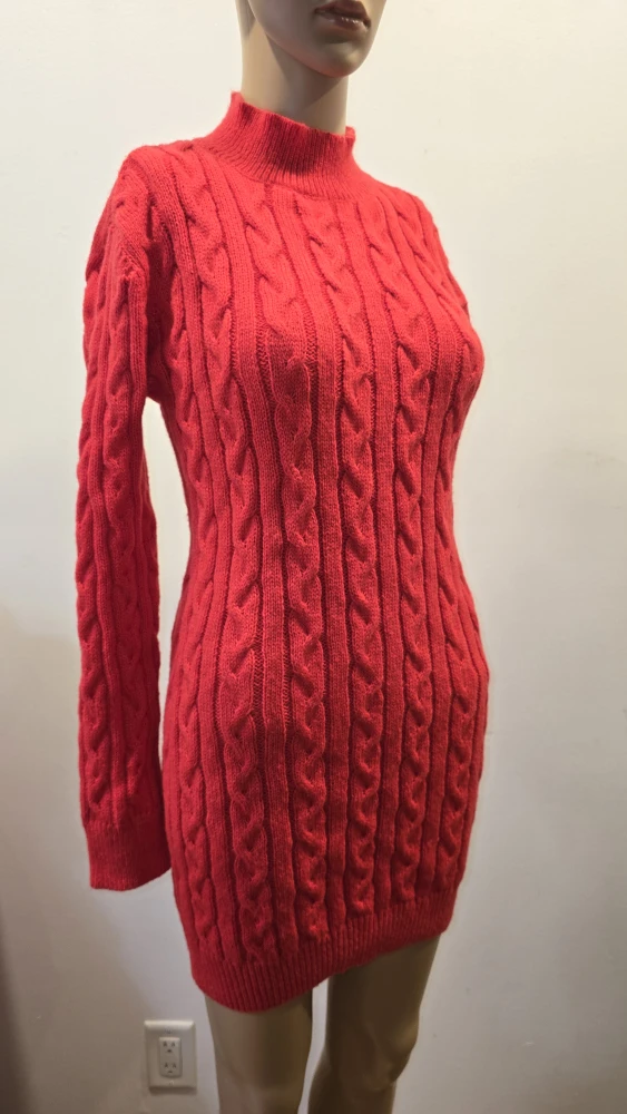 Cable Knit Backless dress RED #Cleanout - photo 2