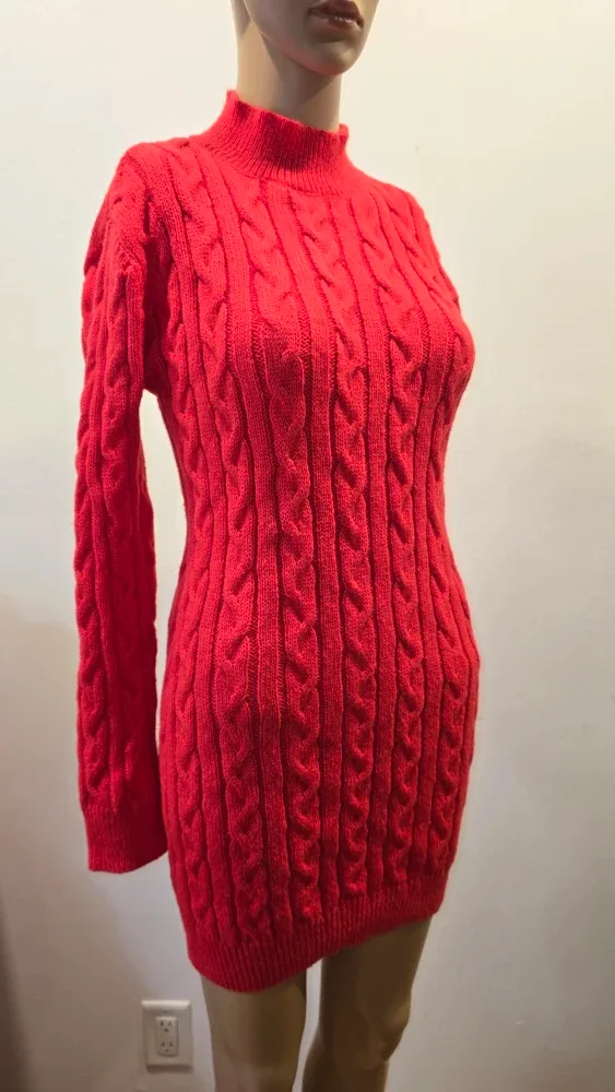 Red Cable Knit Open Back dress #Cleanout image indicator(2)