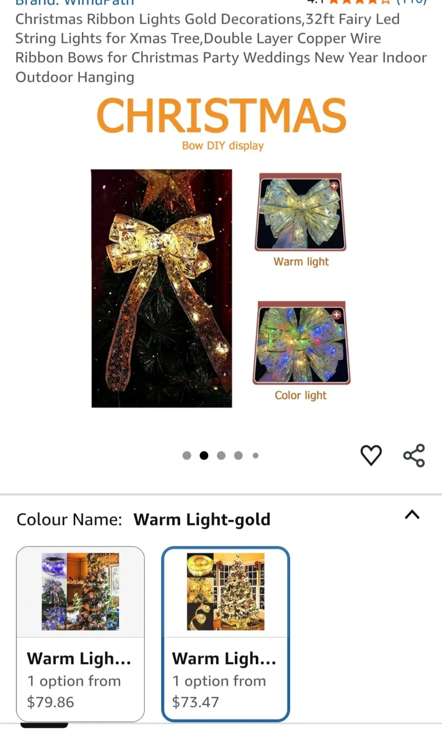 Christmas Ribbon Lights - Gold Decorations image indicator(2)