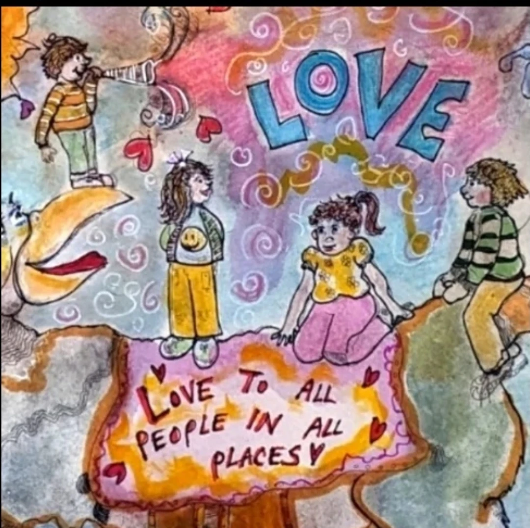LOVE Hand painted original signed Etching & watercolor
