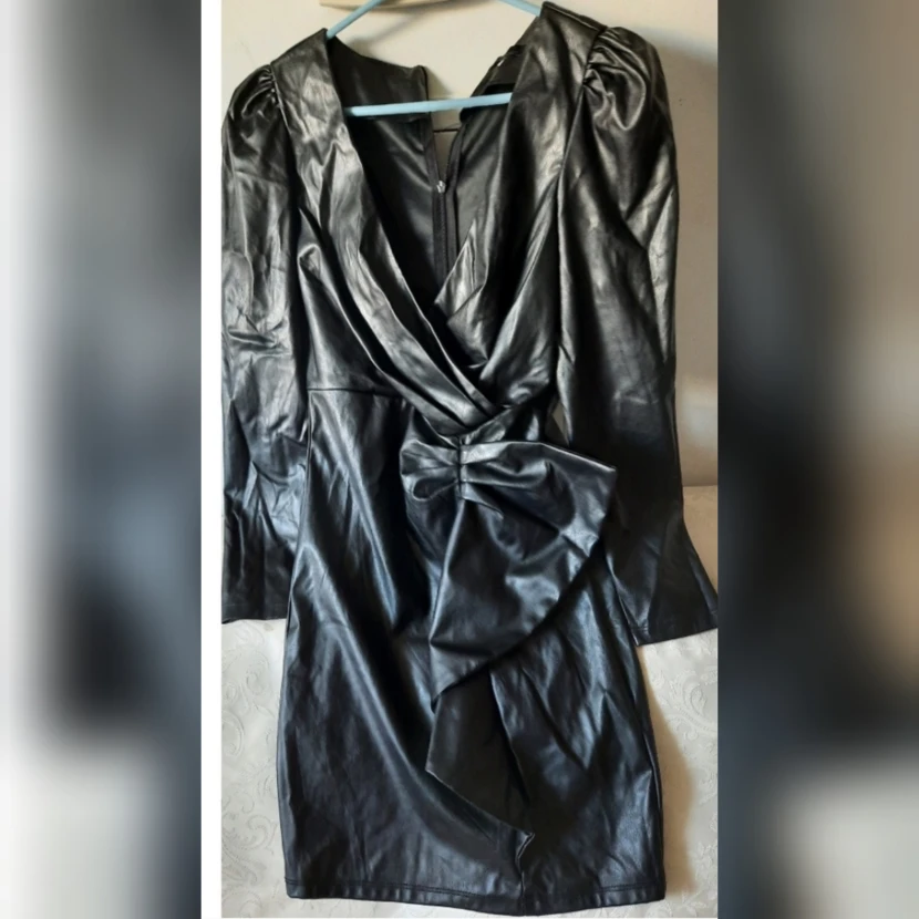 Faux Leather Black Mini Dress