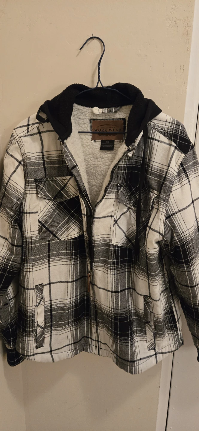 Work Wear Plaid Sherpa Lined Jacket - Size P/S