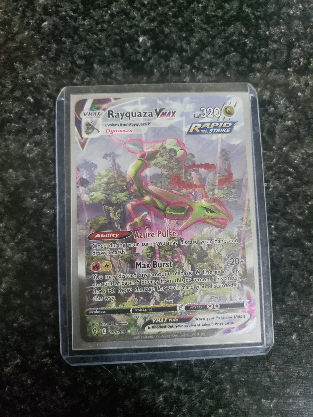 Mint condition Rayquaza VMAX Pokemon Card image indicator(2)