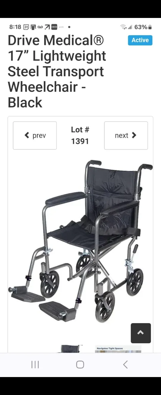 Drive Medical 17" Lightweight Transport Wheelchair - Black