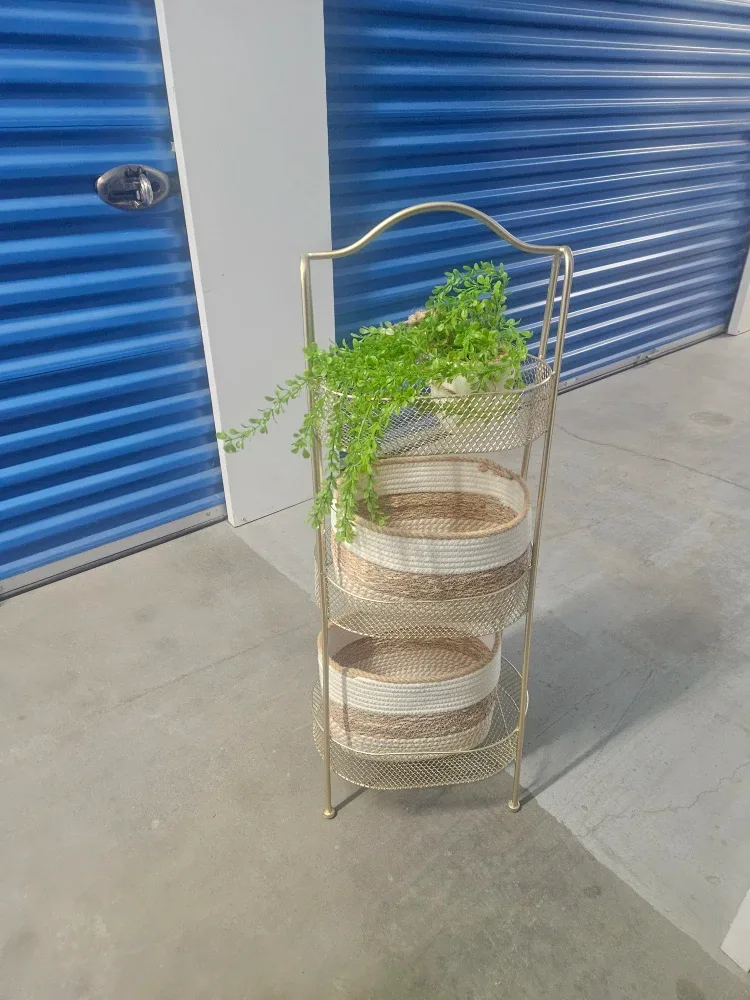 Gold Metal 3-Tier Basket Stand