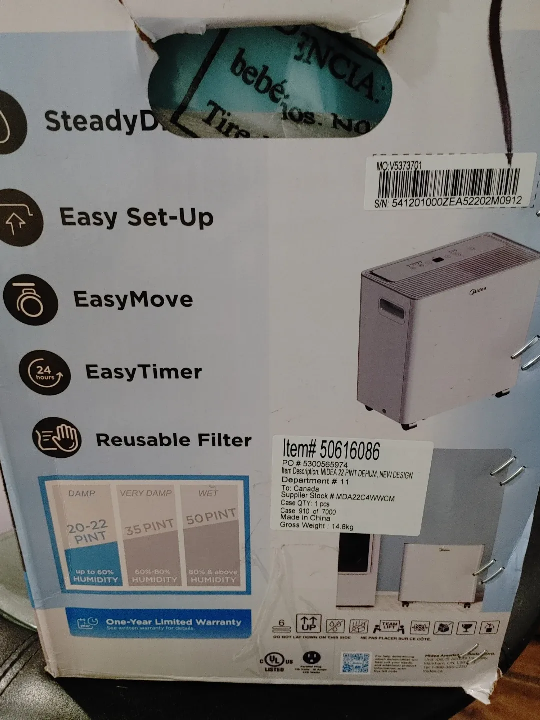 🧡MIDEA 22 PINT DEHUMIDIFIER 1500 SQ. FT. EXCELLENT CONDITION image indicator(2)