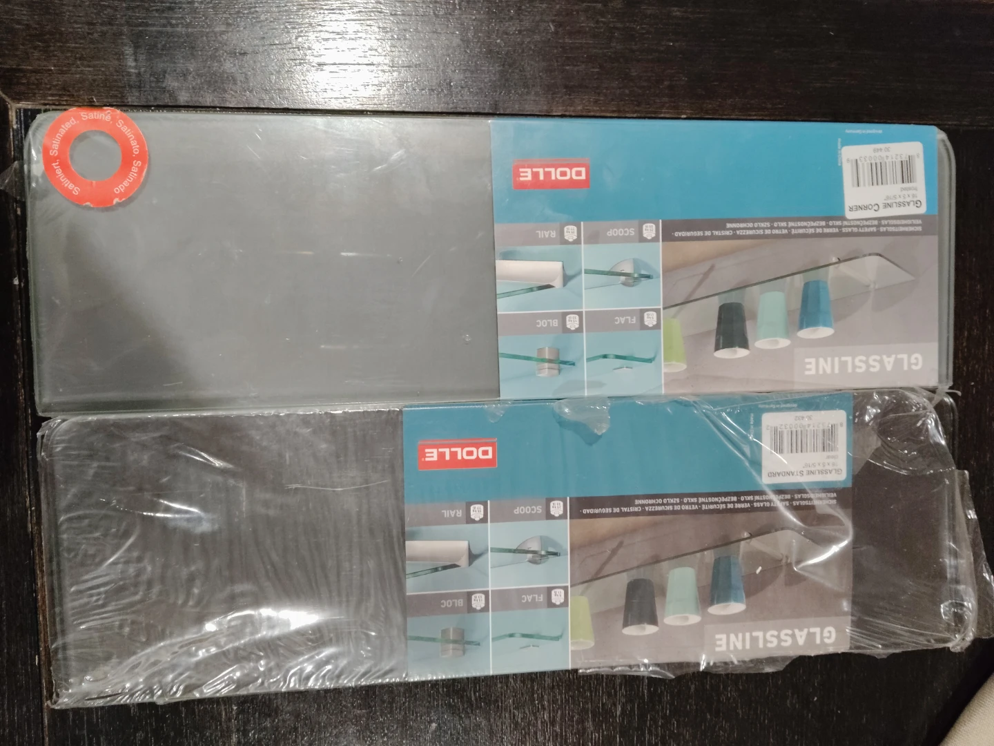 DOLLE Glassline Corner Shelf (16x5x5/16)