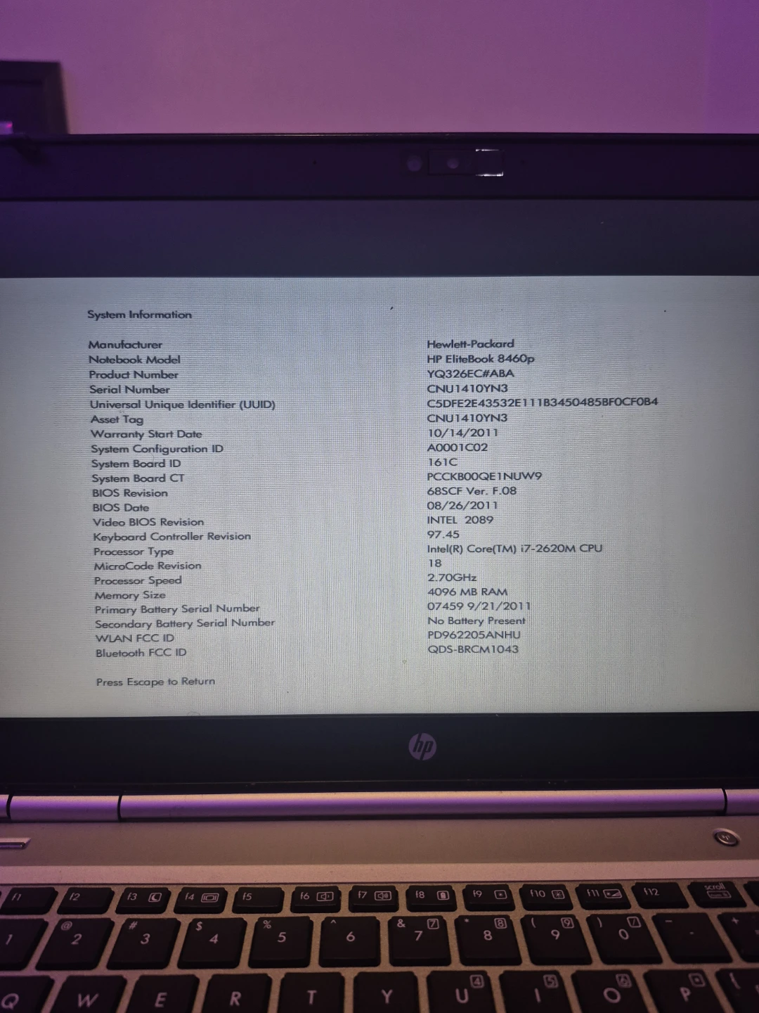 HP EliteBook 8460p Laptop - photo 2