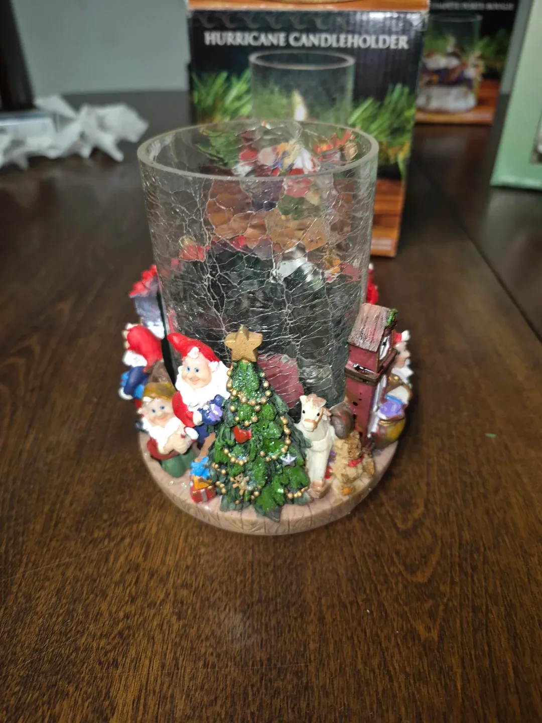 Hurricane Candleholder with Christmas Decor