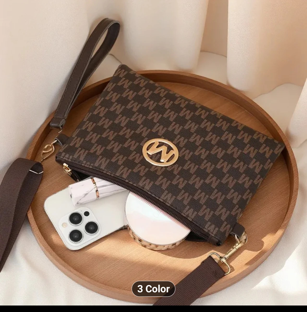 Vintage Brown Patterned Crossbody Bag - Coffee Colour - photo 3