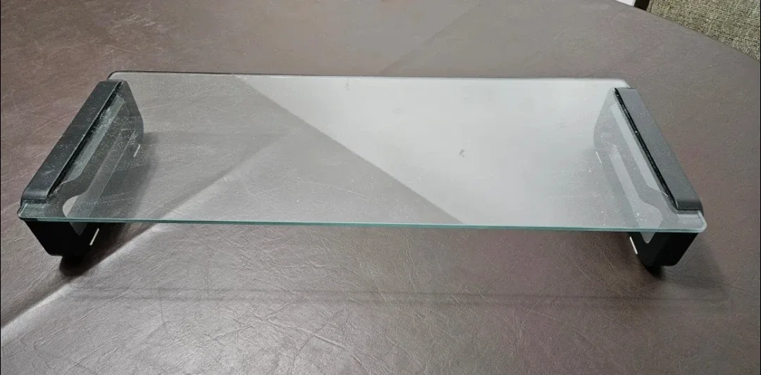 Glass Monitor Stand, Black Accents