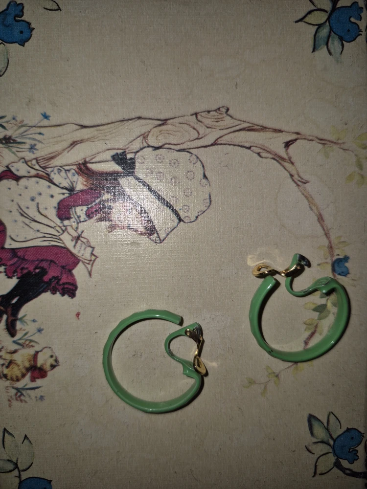 Green Hoop Clip-on Earrings
