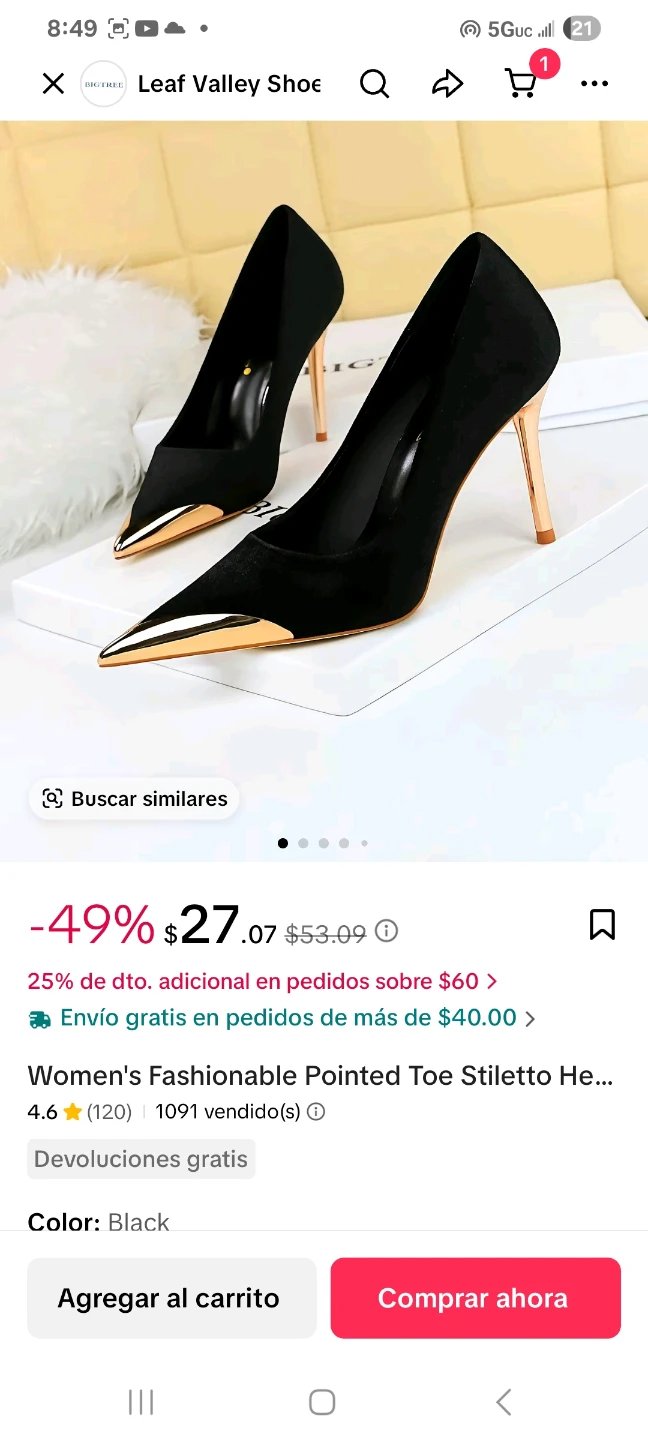 BIGTREE Black Pointed Toe Stiletto Heels