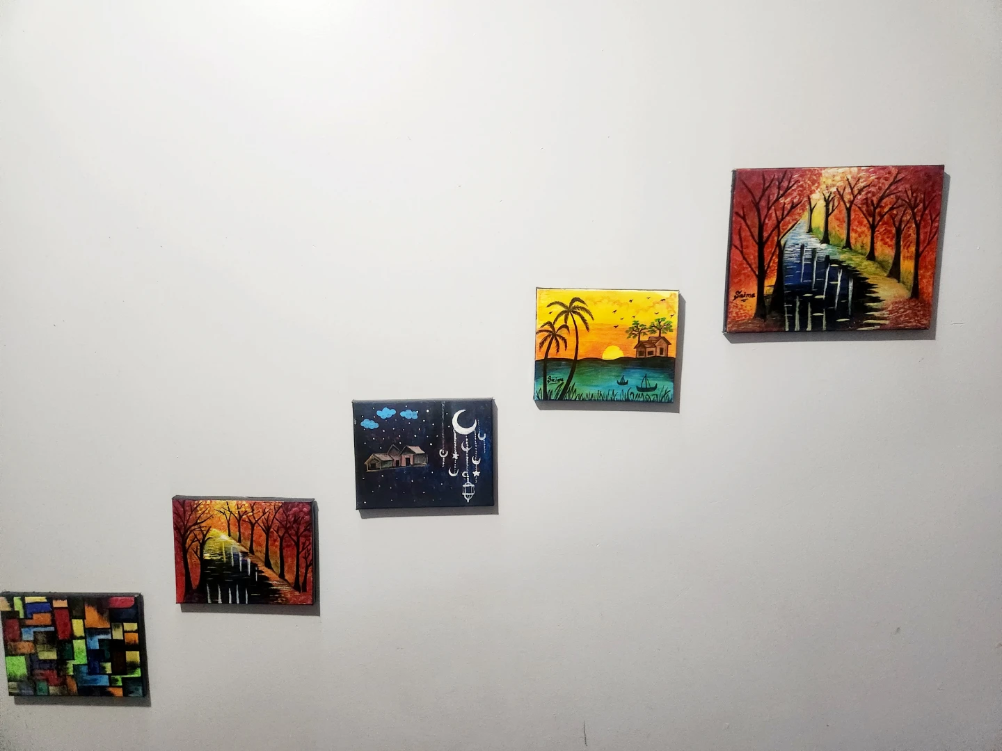Set of 6 small decorative paintings
